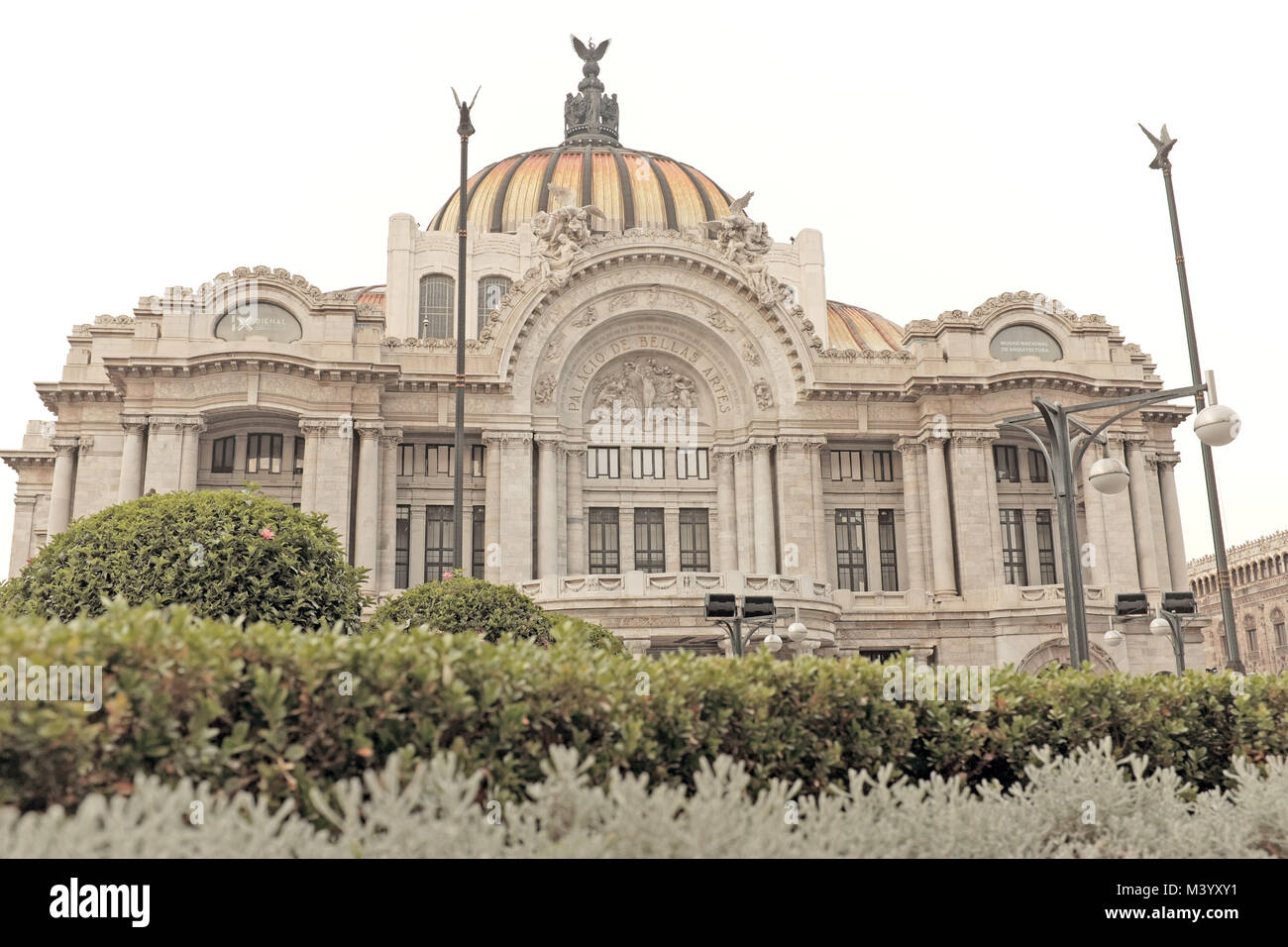 The ornate Palacio de Bellas Artes is a cultural and architectural landmark in Mexico City, Mexico. Stock Photo