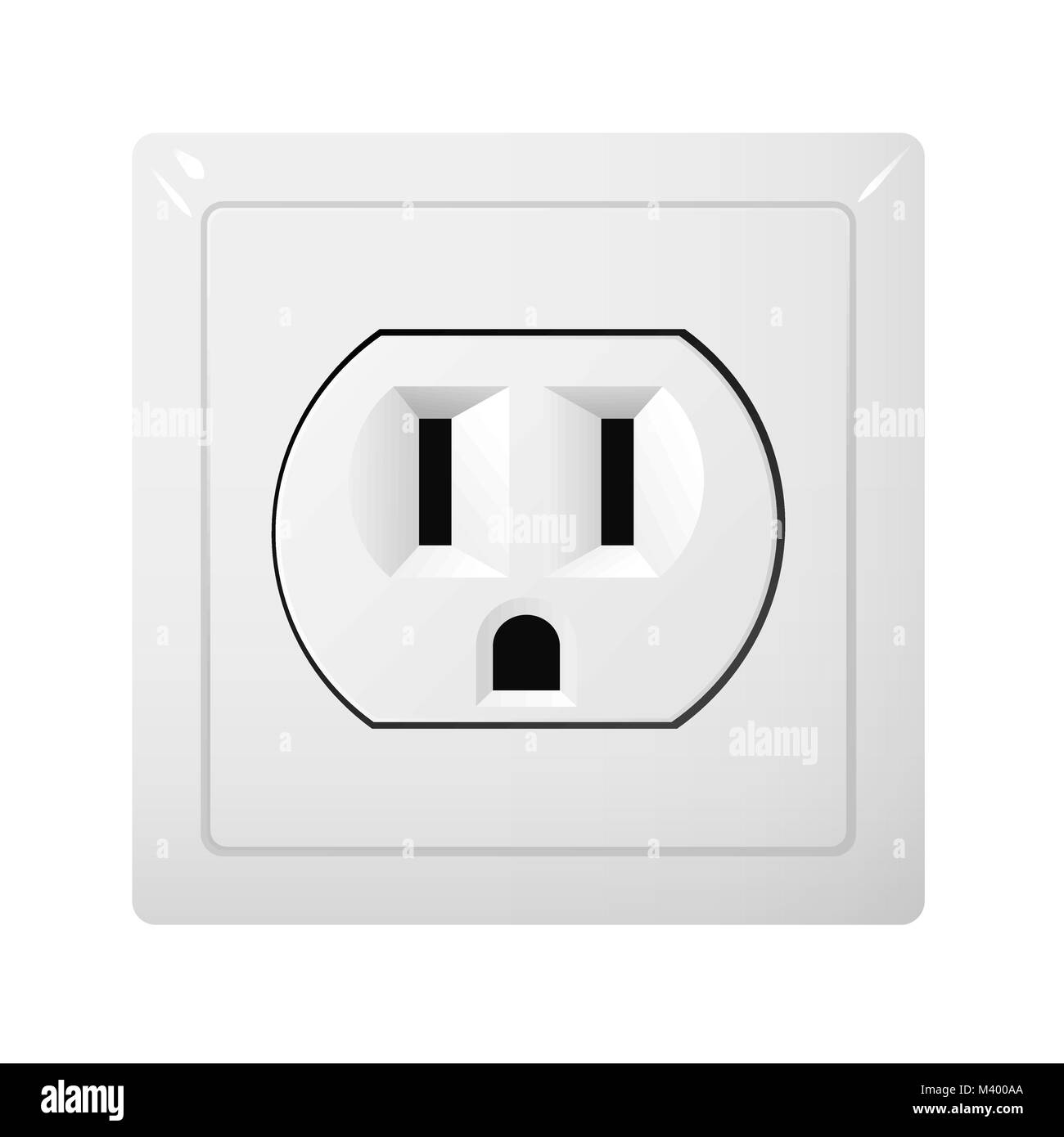 Single electrical socket Type B. Power plug vector illustration. Realistic receptacle from USA. Stock Vector