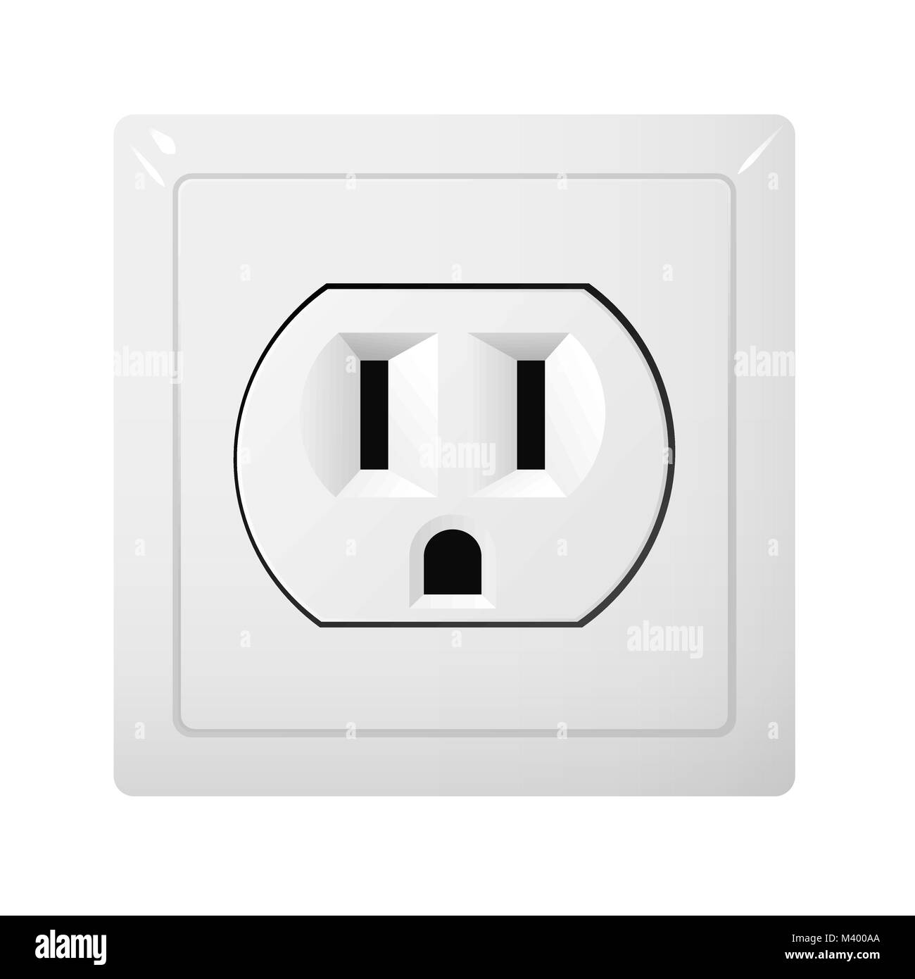 Single electrical socket Type B. Power plug vector illustration. Realistic receptacle from USA