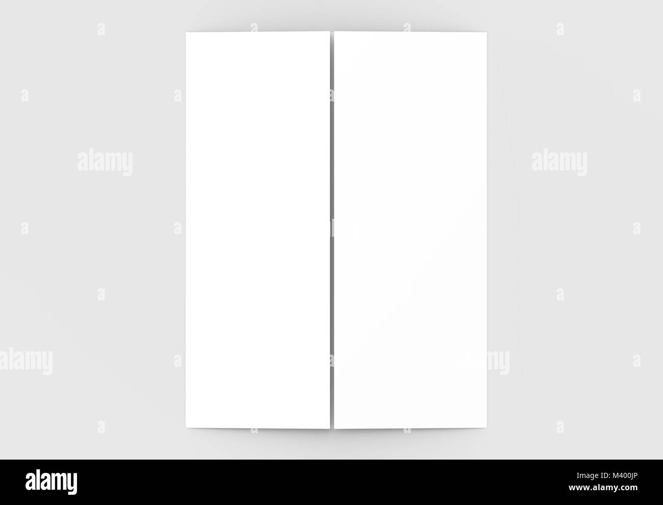 Double gate fold vertical brochure mock up isolated on soft gray ...
