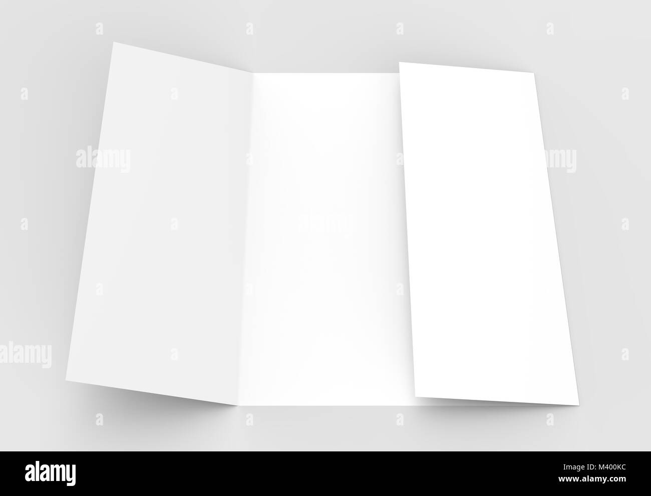 Double gate fold vertical brochure mock up isolated on soft gray ...