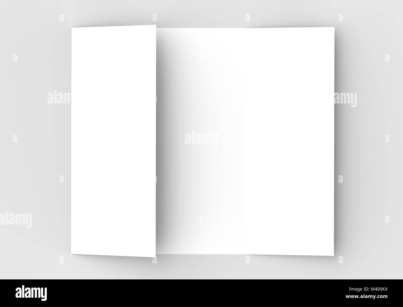 Double gate fold vertical brochure mock up isolated on soft gray ...