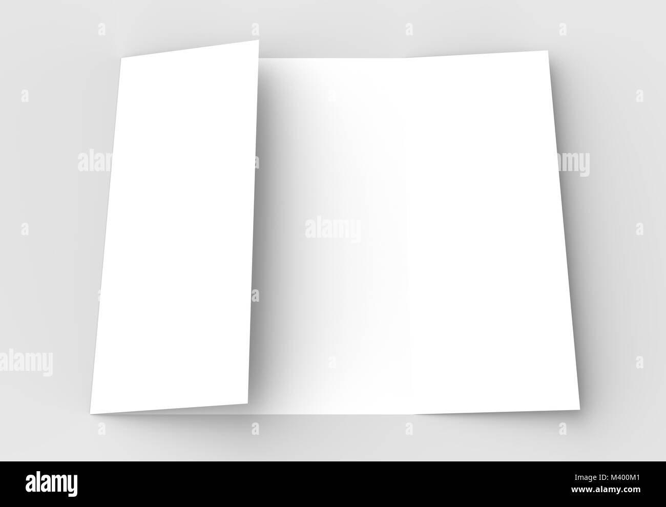 Double gate fold vertical brochure mock up isolated on soft gray ...