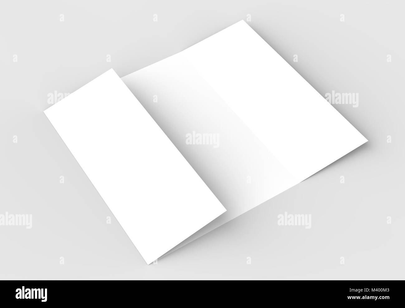 Double gate fold vertical brochure mock up isolated on soft gray ...