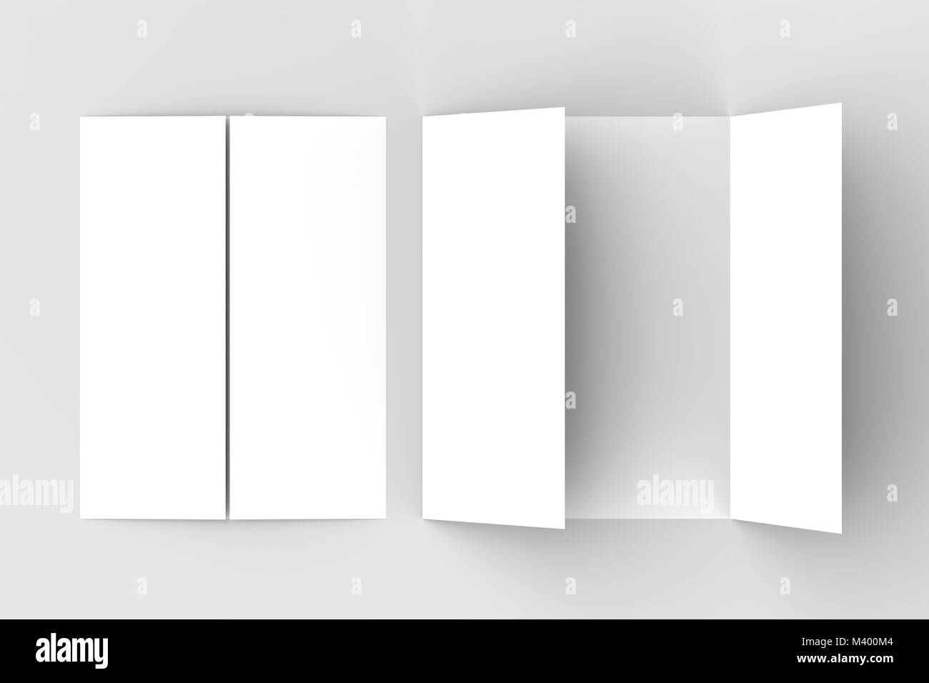 Double gate fold vertical brochure mock up isolated on soft gray ...