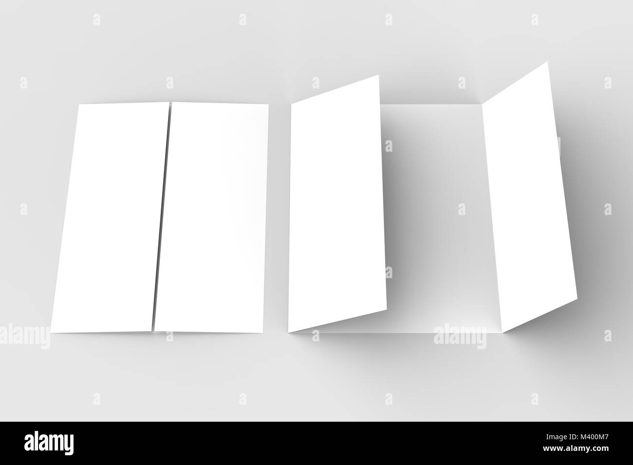 Double gate fold vertical brochure mock up isolated on soft gray ...