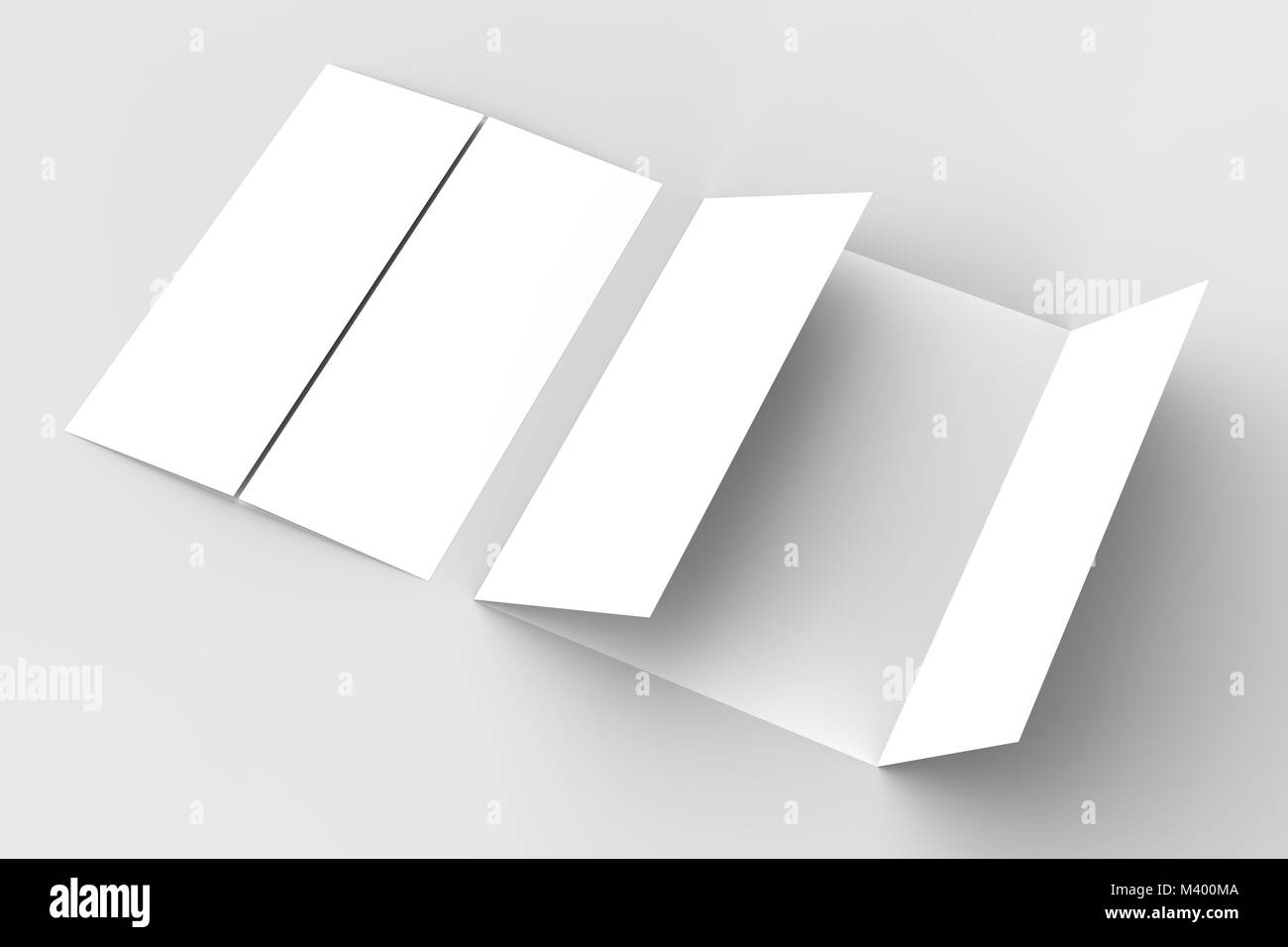 Double gate fold vertical brochure mock up isolated on soft gray ...