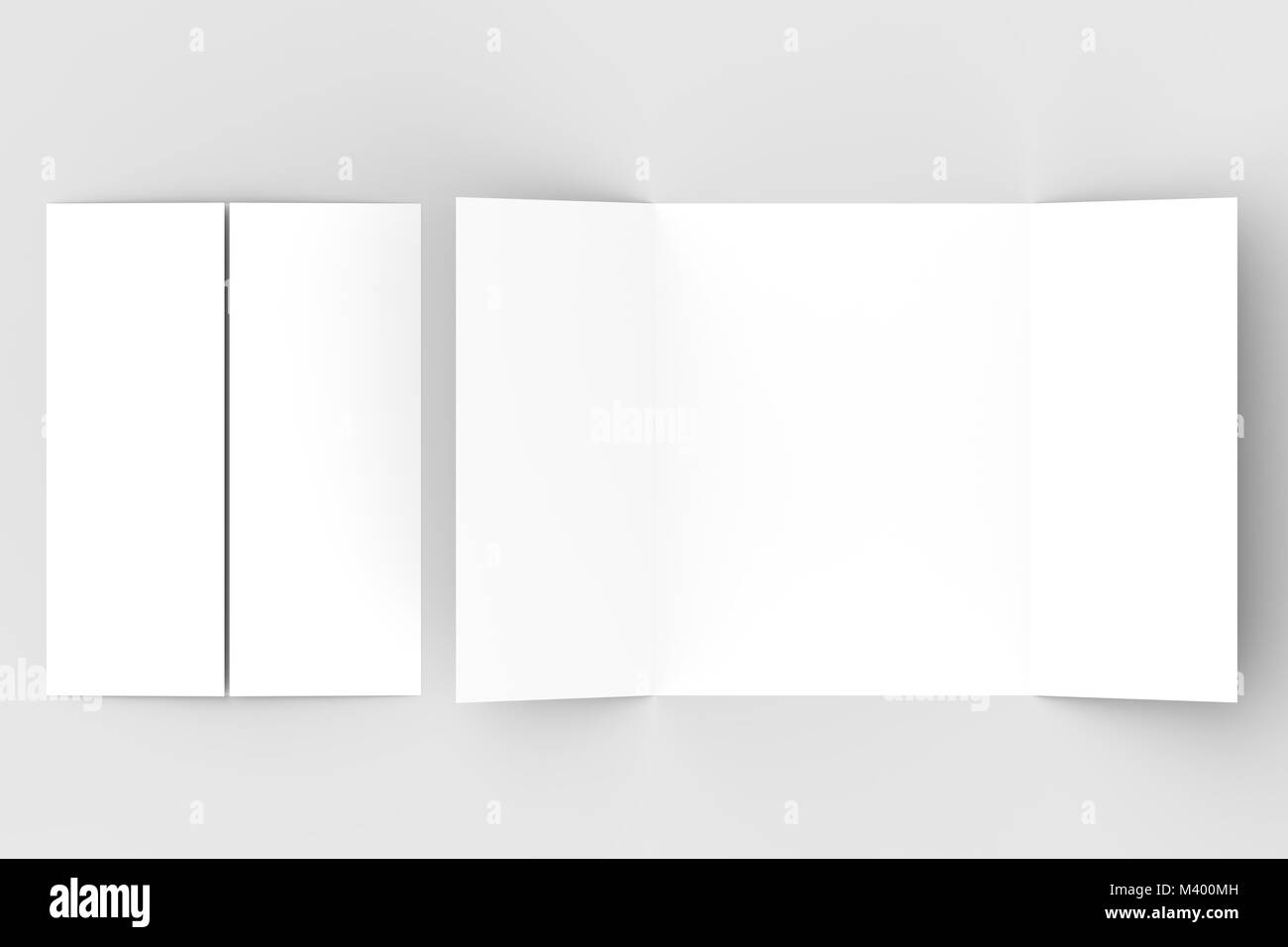 Double gate fold vertical brochure mock up isolated on soft gray ...