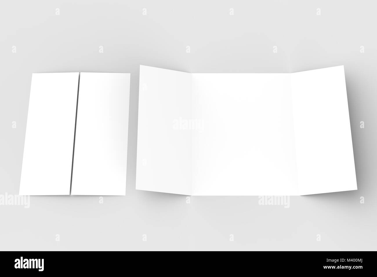 Double gate fold vertical brochure mock up isolated on soft gray ...
