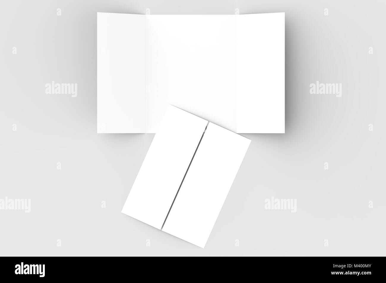 Double gate fold vertical brochure mock up isolated on soft gray ...