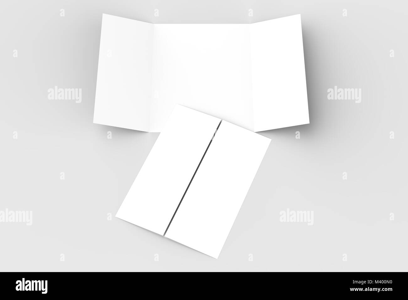 Double gate fold vertical brochure mock up isolated on soft gray ...