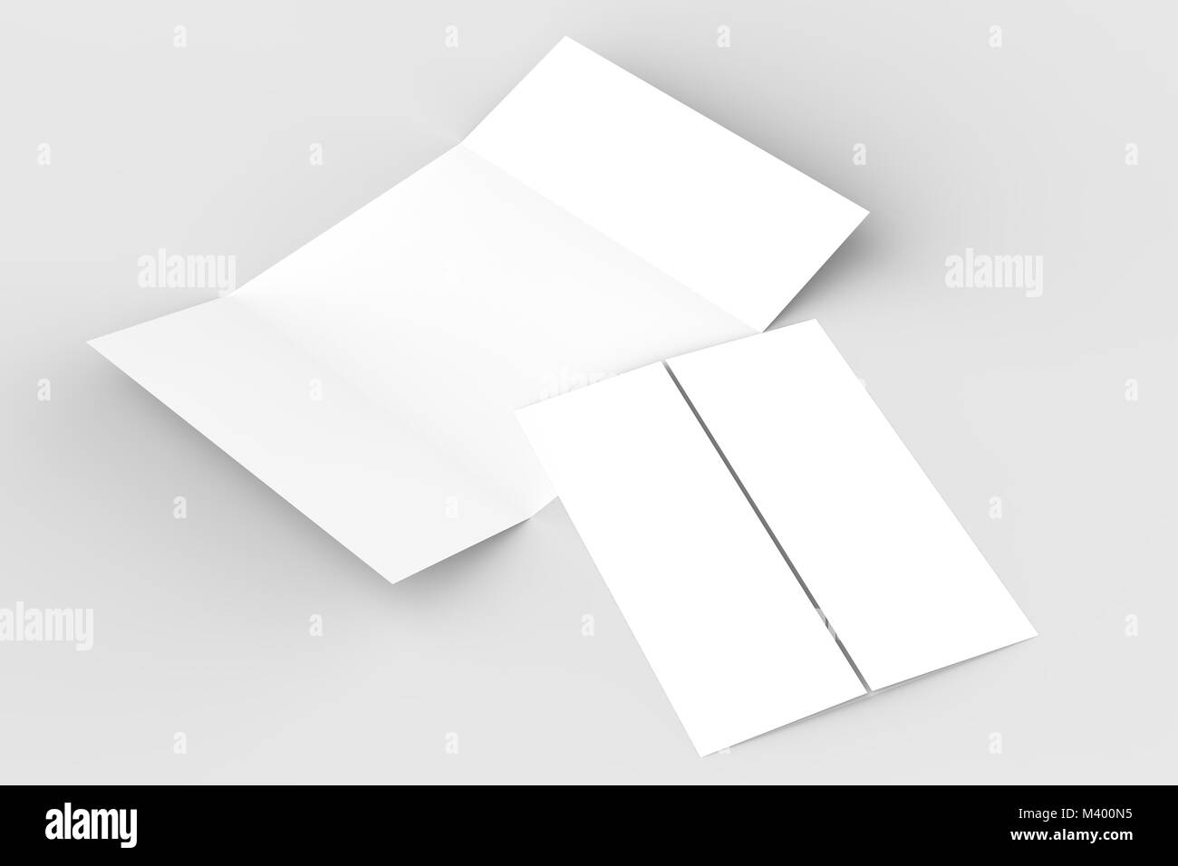 Double gate fold vertical brochure mock up isolated on soft gray ...