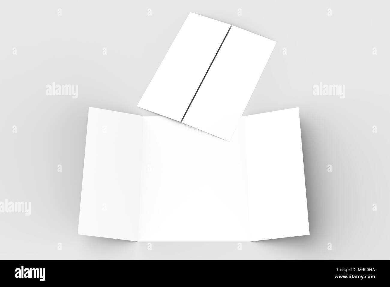Double gate fold vertical brochure mock up isolated on soft gray ...