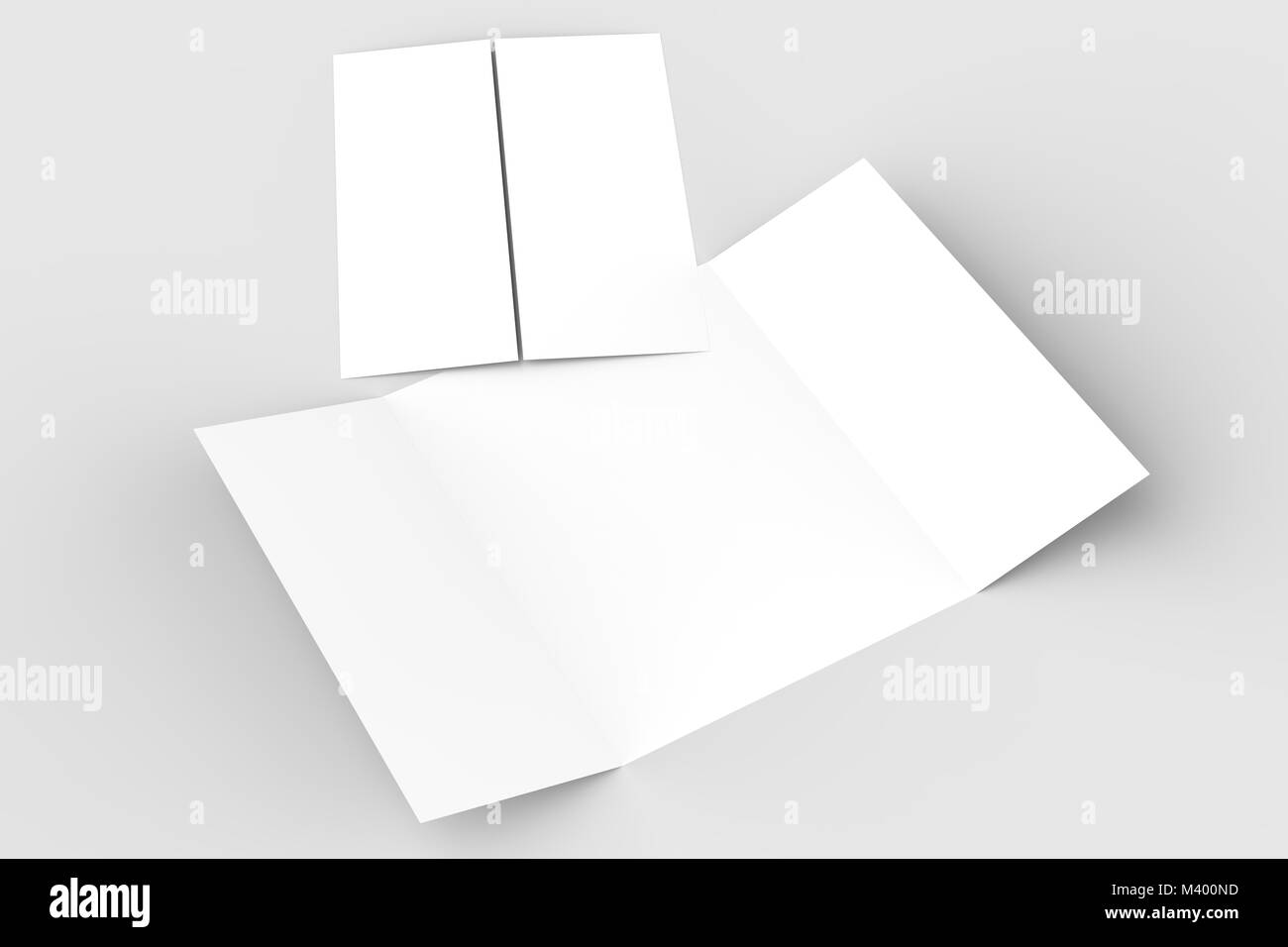 Double gate fold vertical brochure mock up isolated on soft gray ...