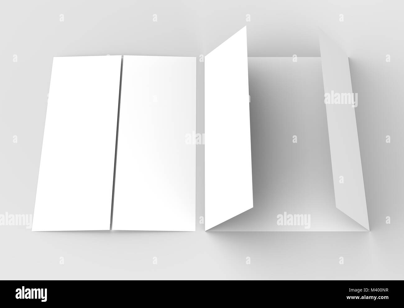 Double gate fold vertical brochure mock up isolated on soft gray ...