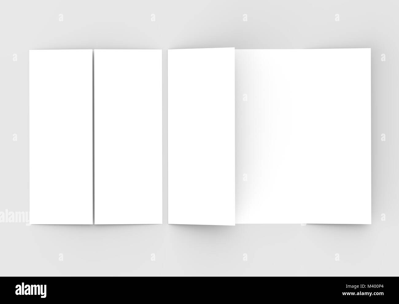 Double gate fold vertical brochure mock up isolated on soft gray ...