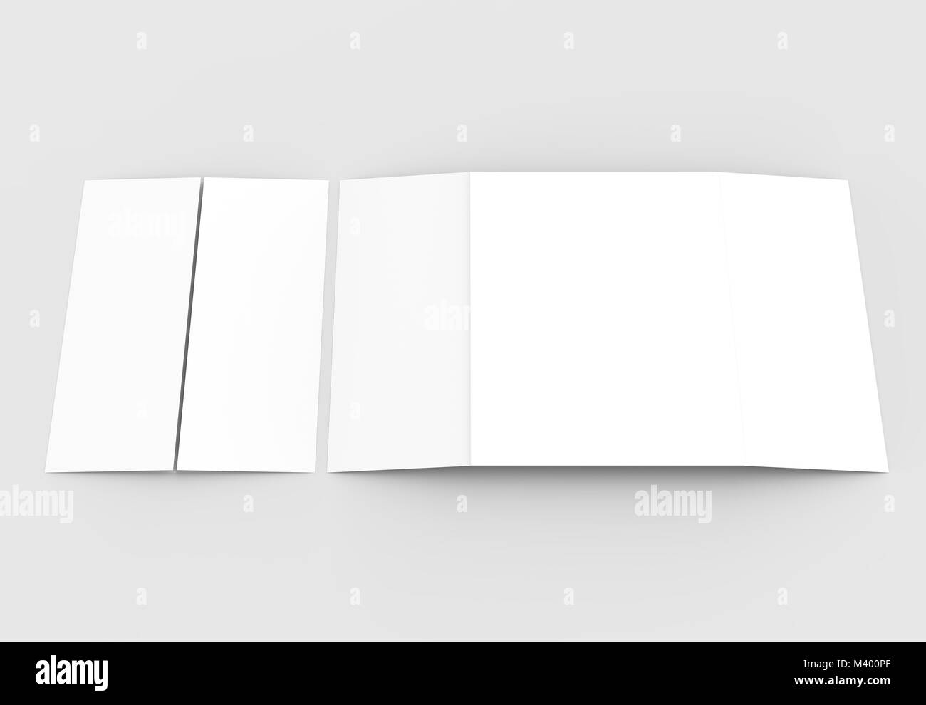 Double gate fold vertical brochure mock up isolated on soft gray ...