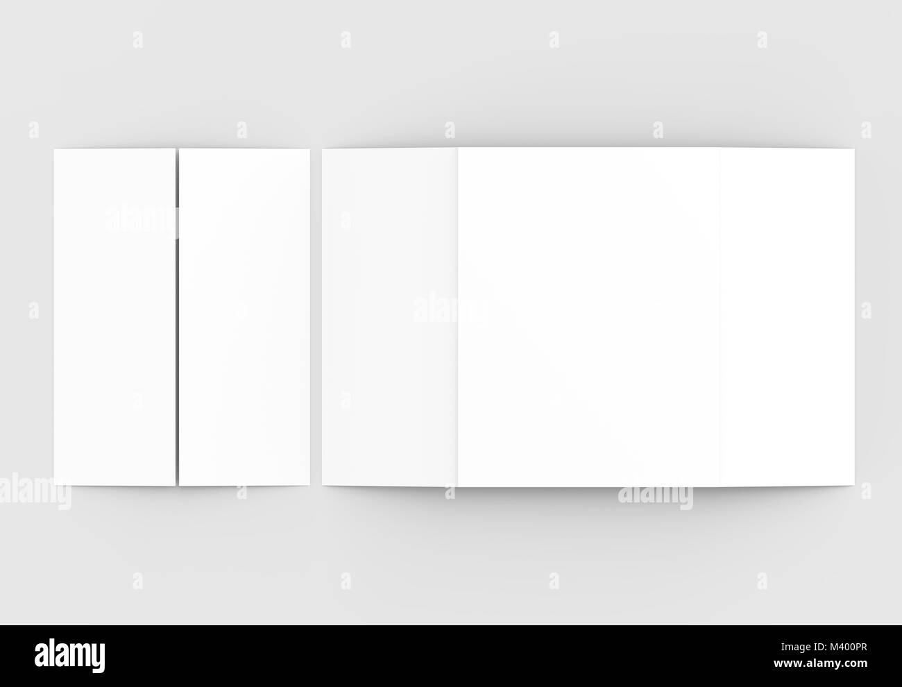 Double gate fold vertical brochure mock up isolated on soft gray ...