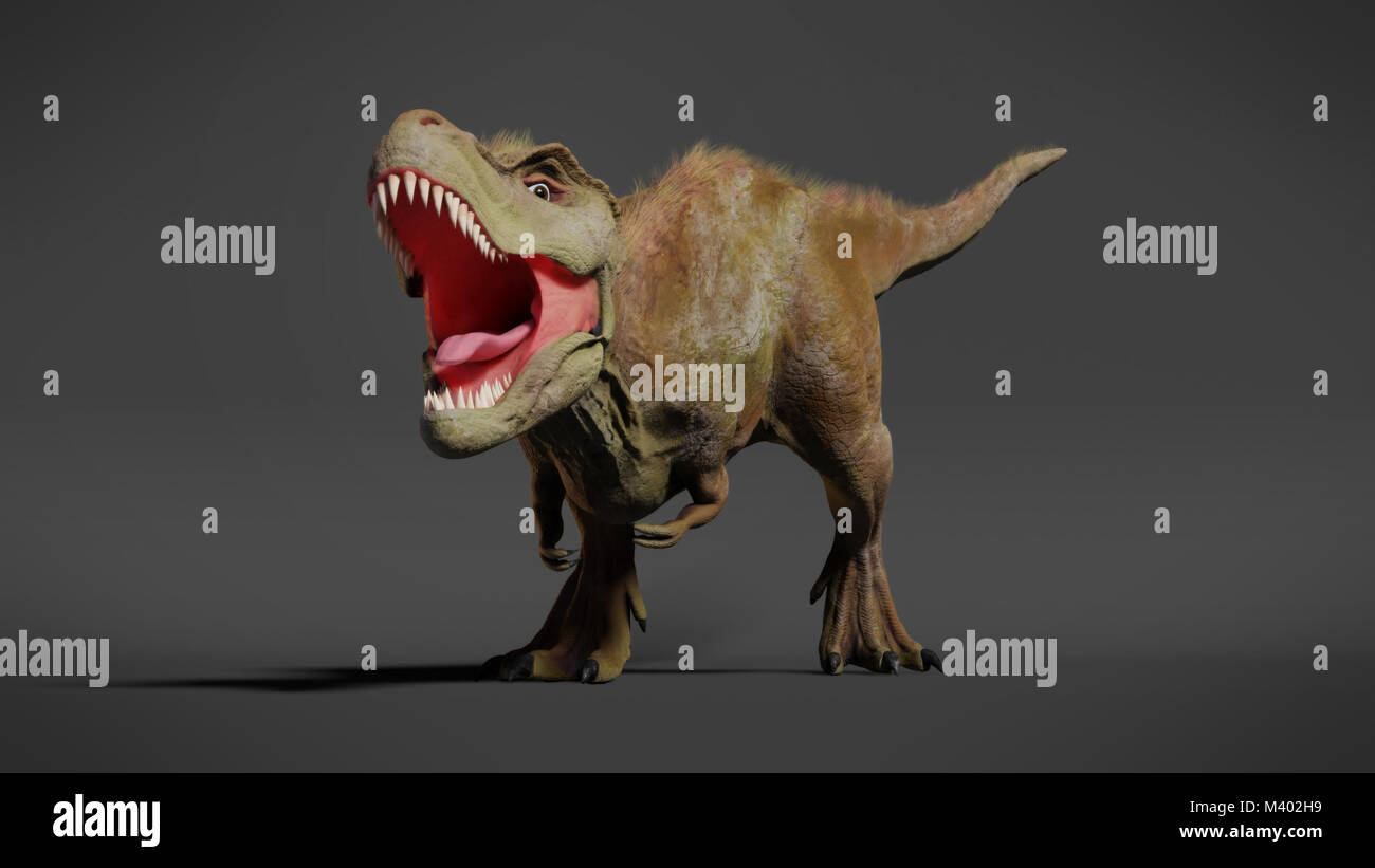 Tyrannosaurus rex roaring,  T-rex dinosaur Stock Photo