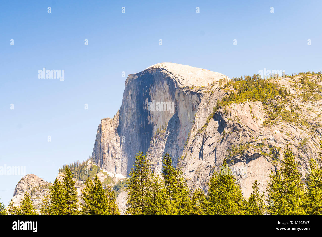 half dome at on sunny day,Yosemite National park California,usa. Stock Photo