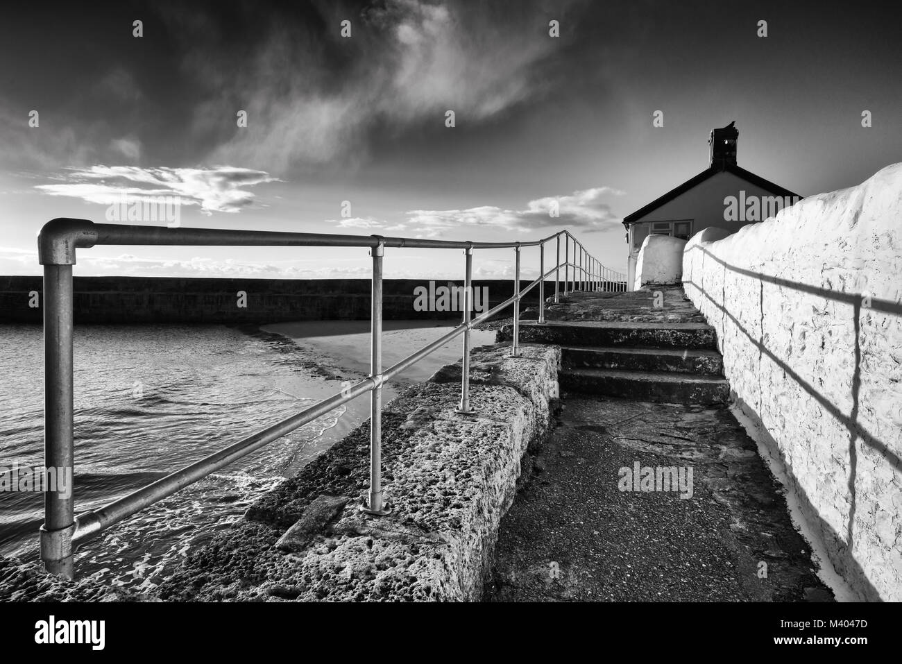 Lyme regis harbour in Black and White. Stock Photo