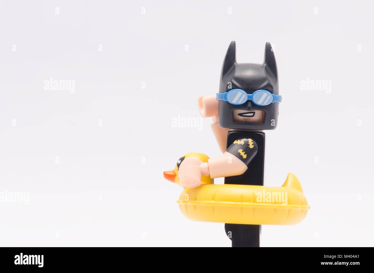 Close Up Lego Vacation Batman Isolated On White Background
