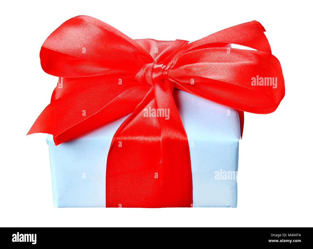 Gift box with red bow isolated on white background Stock Photo - Alamy