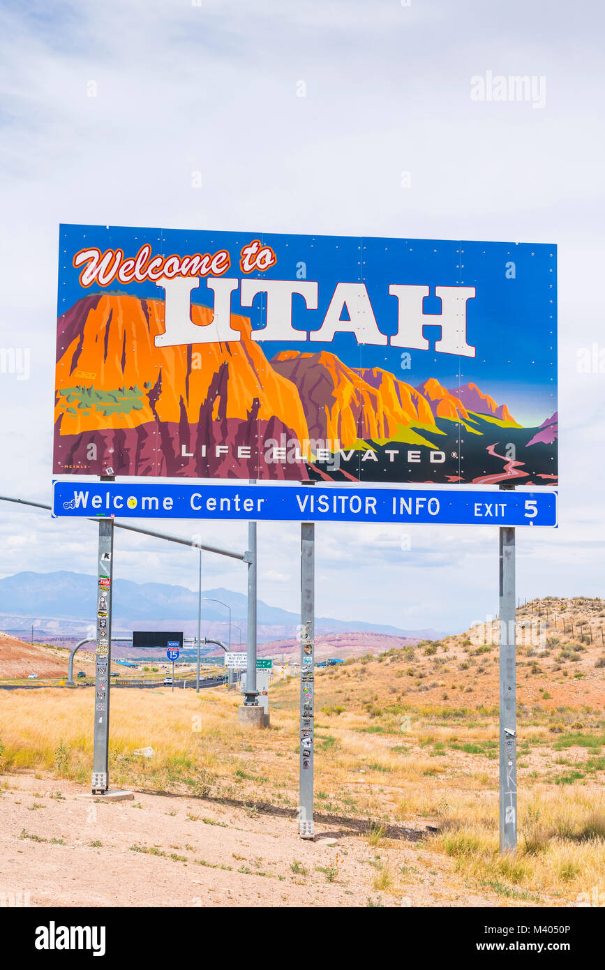 utah,usa. 06-01-17 : utah sign near by the road on sunny day. Stock Photo