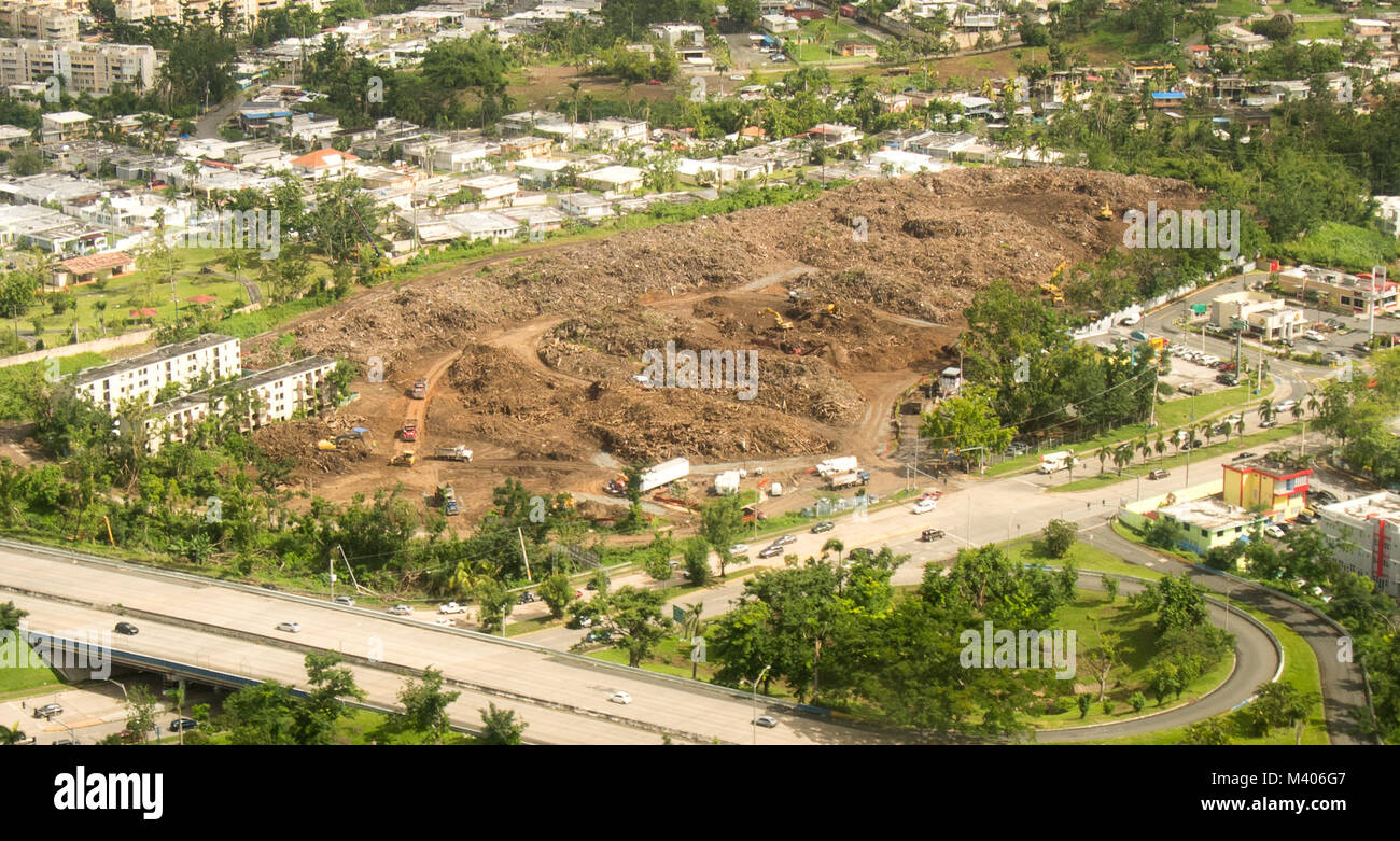An aerial view of the Los Alamos debris site in Guaynabo, Puerto Rico