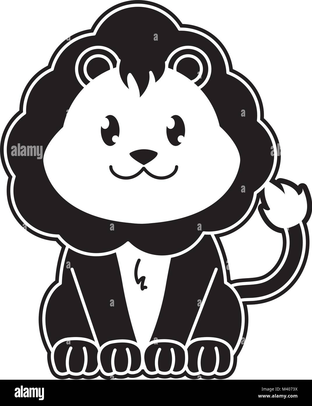 silhouette lion cute wild animal character Stock Vector Image & Art - Alamy
