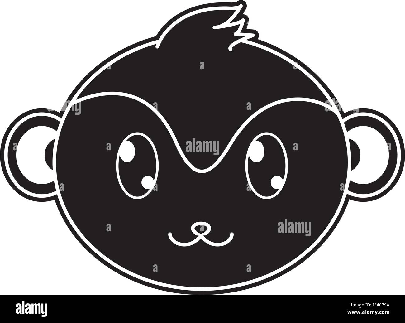 silhouette monkey head cute animal character Stock Vector Image & Art ...