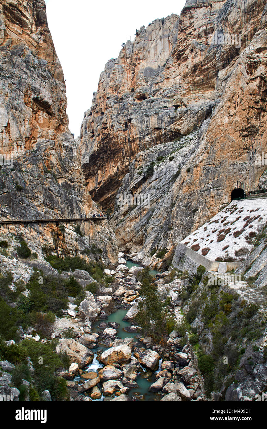 Walking the famous Caminito del Rey in Spain Stock Photo