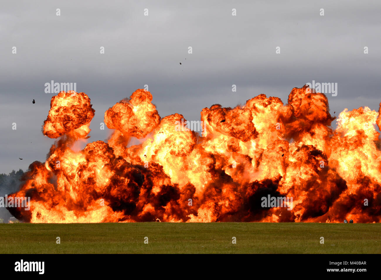 Wall of fire pyrotechnics explosion. Flames. Flame eruption. Space for copy Stock Photo