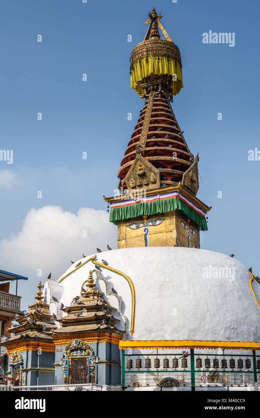 Shree Gha Buddhist Stupa, Thamel, Kathmandu, Nepal. Vertical image. Stock Photo