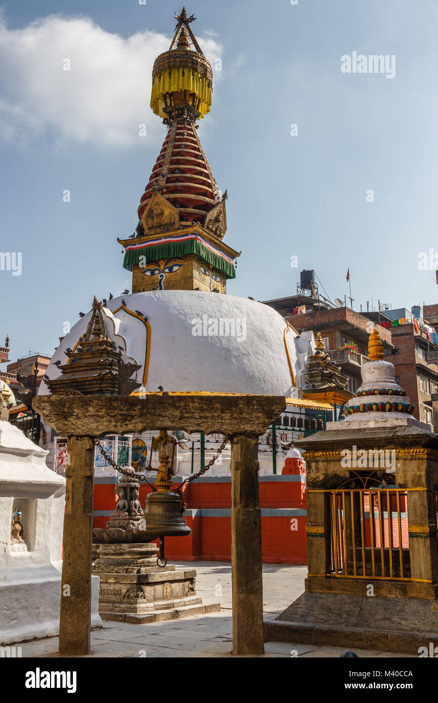 Shree Gha Buddhist Stupa, Thamel, Kathmandu, Nepal. Vertical image. Stock Photo