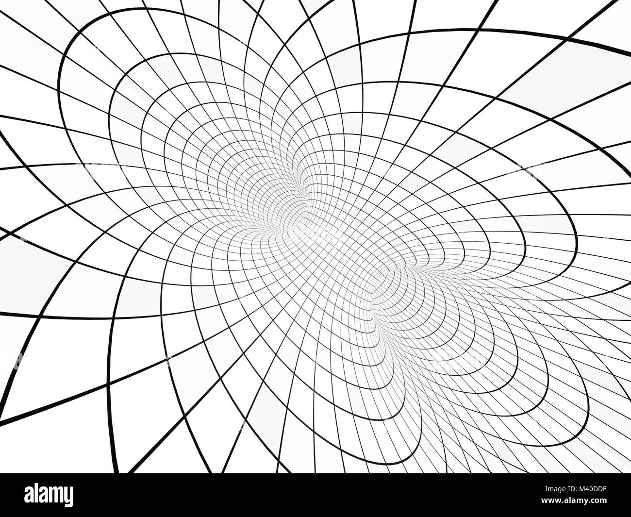 Abstract illusion. Black and white. Background with tube shape with checkered pattern. 3d render Stock Photo