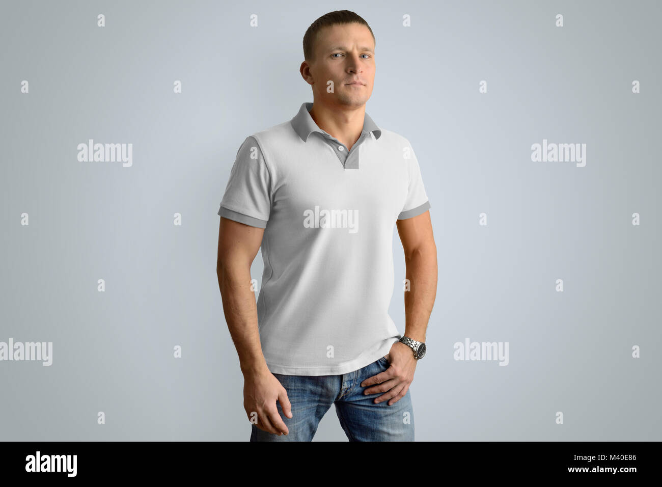 grey polo blue jeans