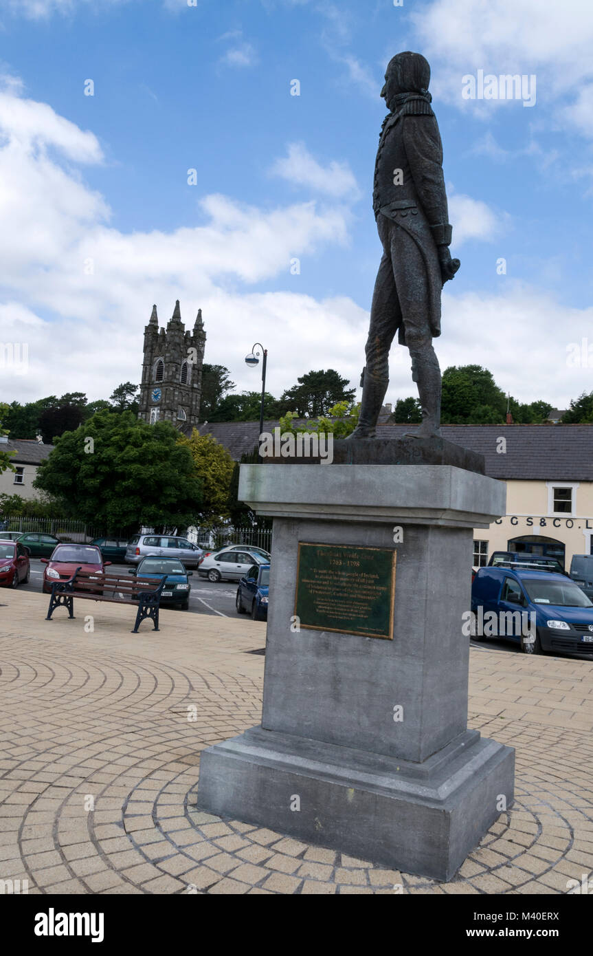 Statue of  Theobald Wolfe Tone.1763- 1798.  He  was an Irish revolutionary figure and his statue stands  in WolfeTone Square at Bantry in County Cork Stock Photo