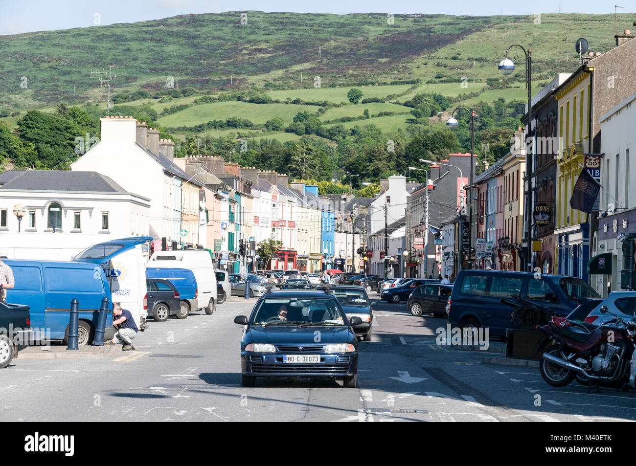 A row of shops in New Street, Bantry, Southern Ireland Stock Photo