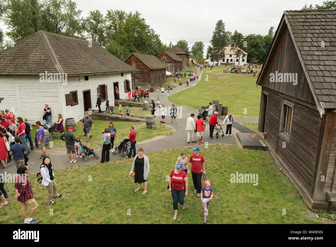 Fort Langley, British Columbia, Canada.  Visitors at the fort, a national historic site, on Canada Day 2016. Stock Photo