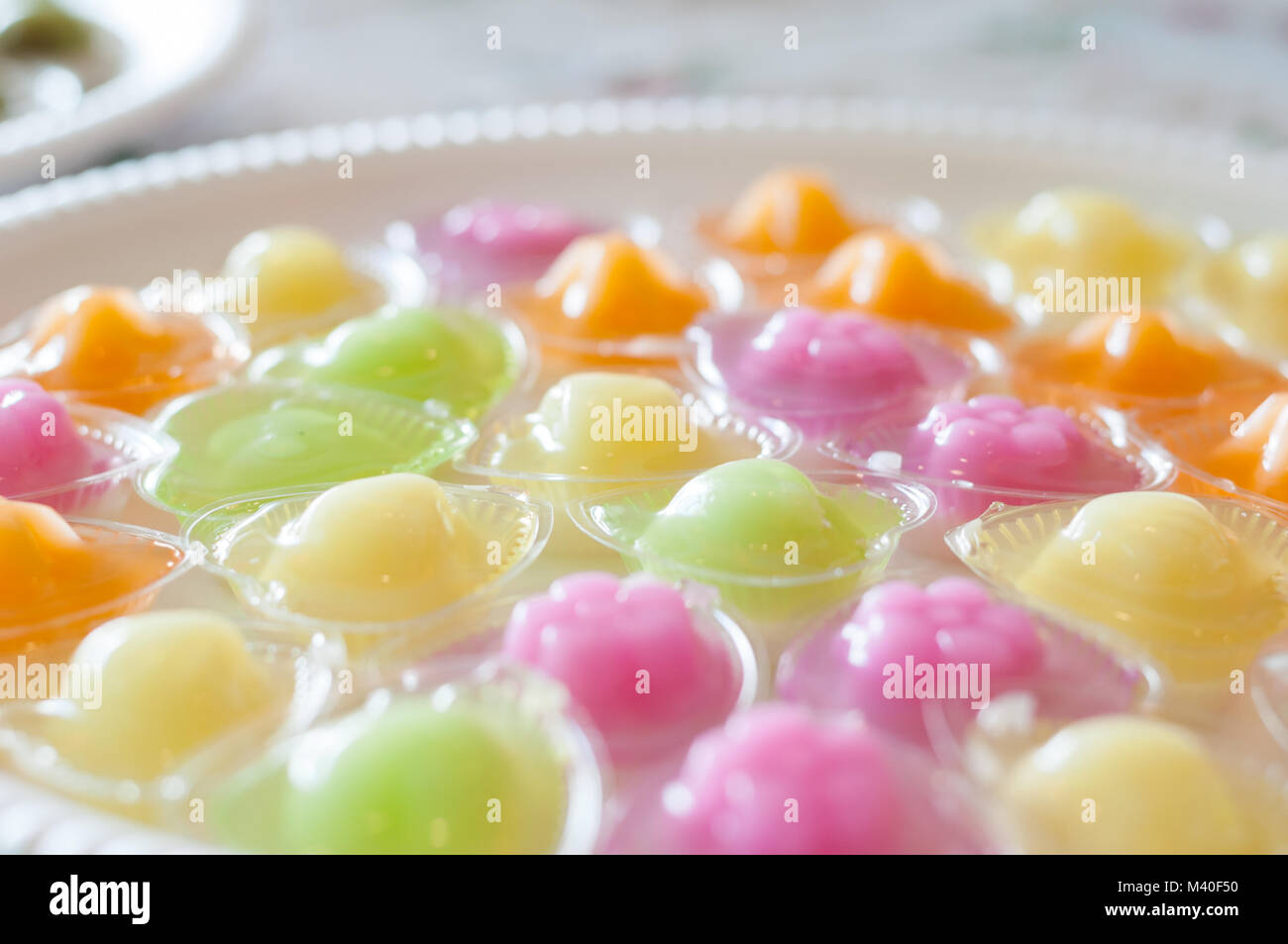 Jelly colorful cocktail in cup Thai taste background, dessert sweets