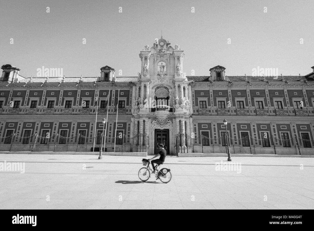taking a time out and exploring by bike Seville, Spain Stock Photo