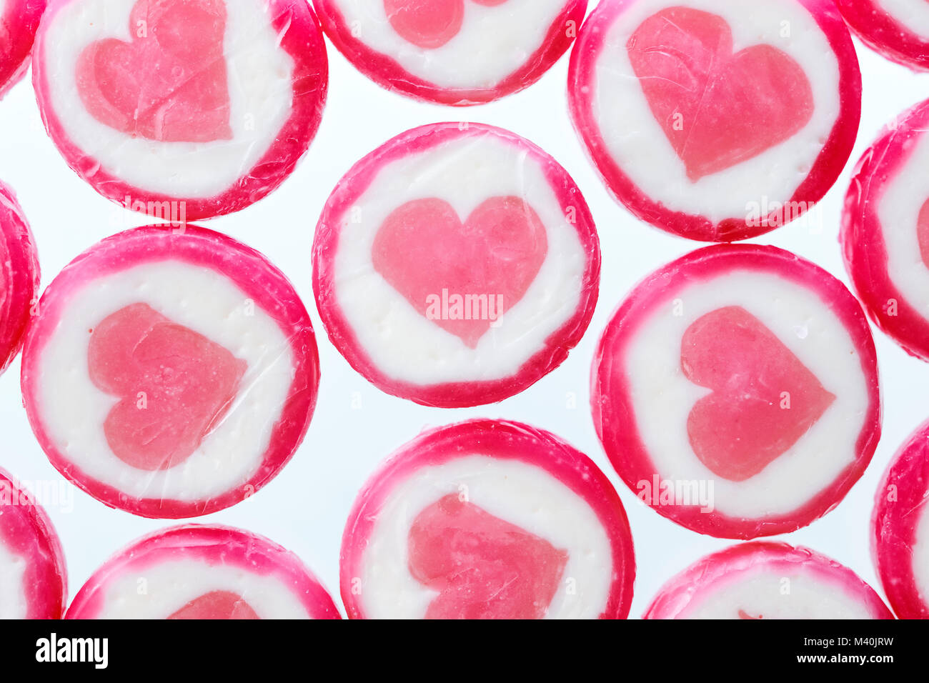 Candies with heart, Bonbons mit Herzen Stock Photo