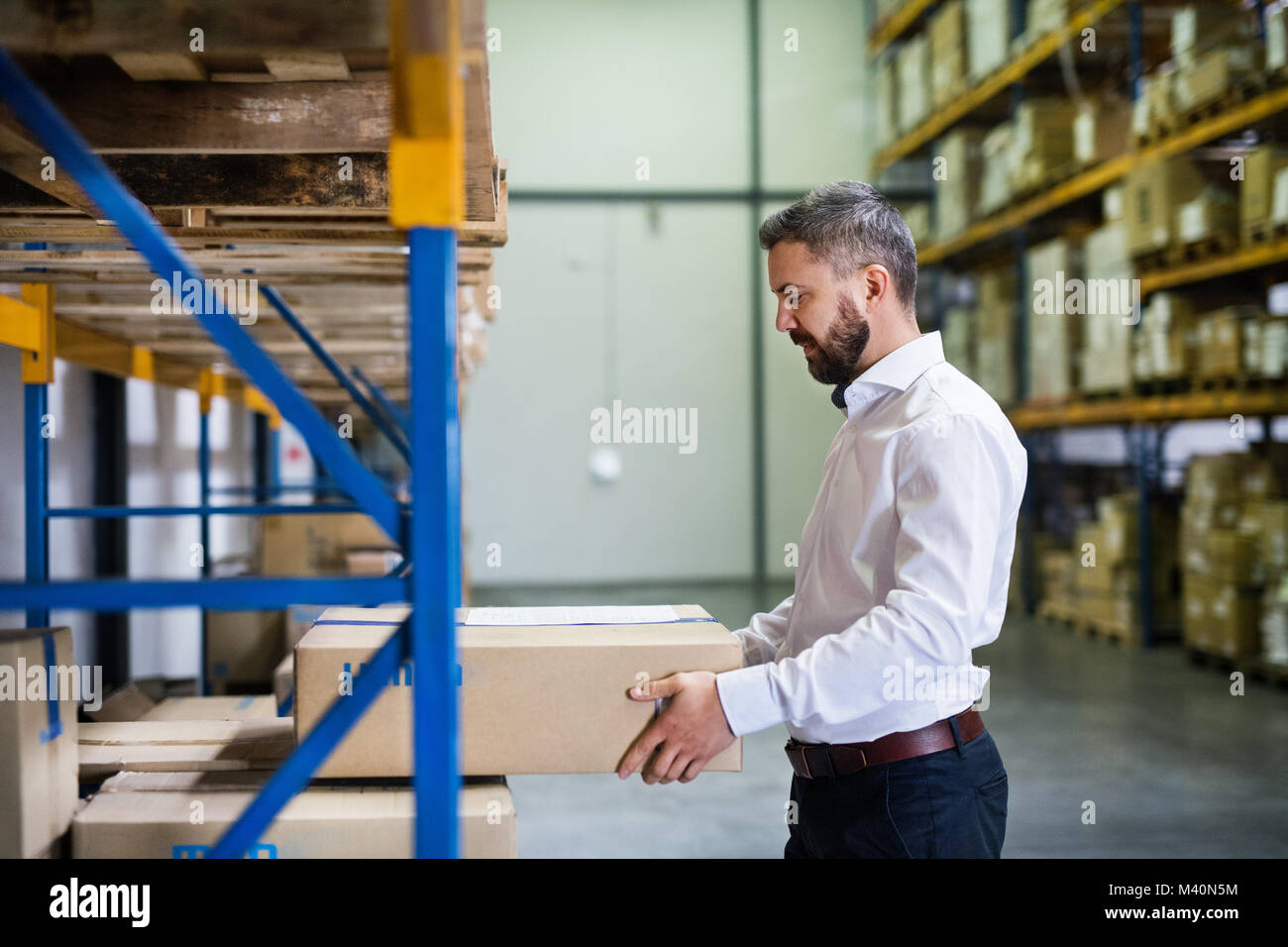 Male warehouse worker or supervisor. Stock Photo