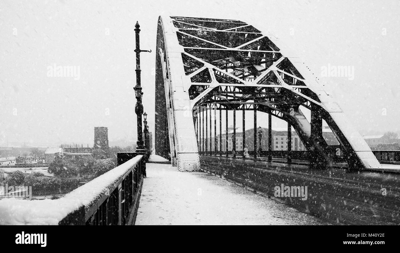 A snow storm in Newcastle upon Tyne. Stock Photo