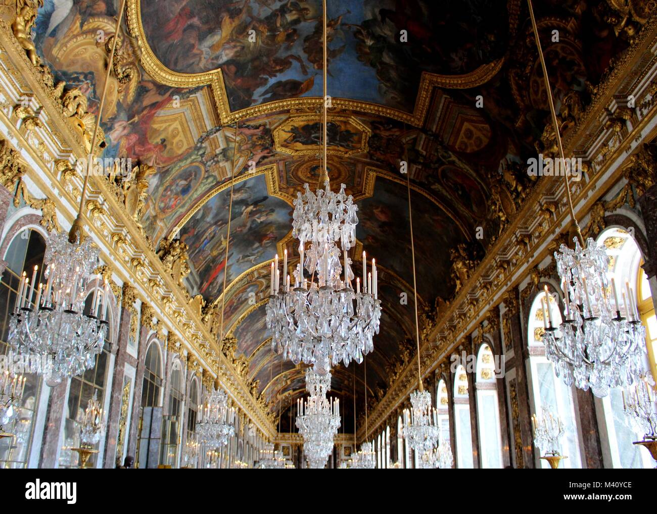 The 73 Meter Long Ceiling Of The Hall Of Mirrors Beautifully Stock