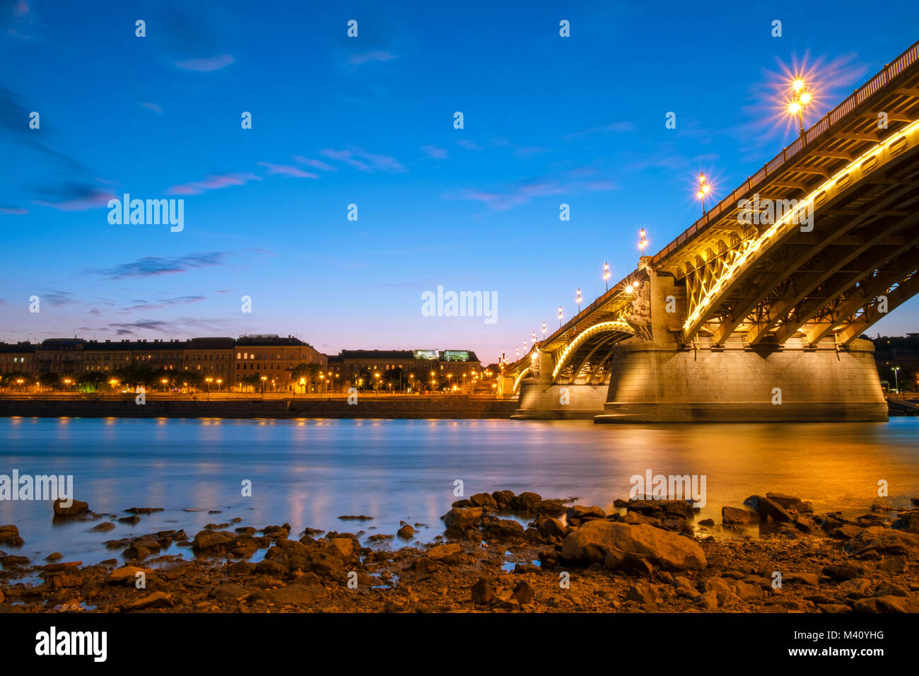 Beautiful Margaret bridge at dusk in Budapest - Hungary Stock Photo - Alamy