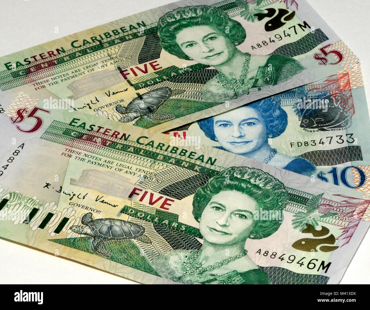 Eastern Caribbean Currency Bank Notes Stock Photo