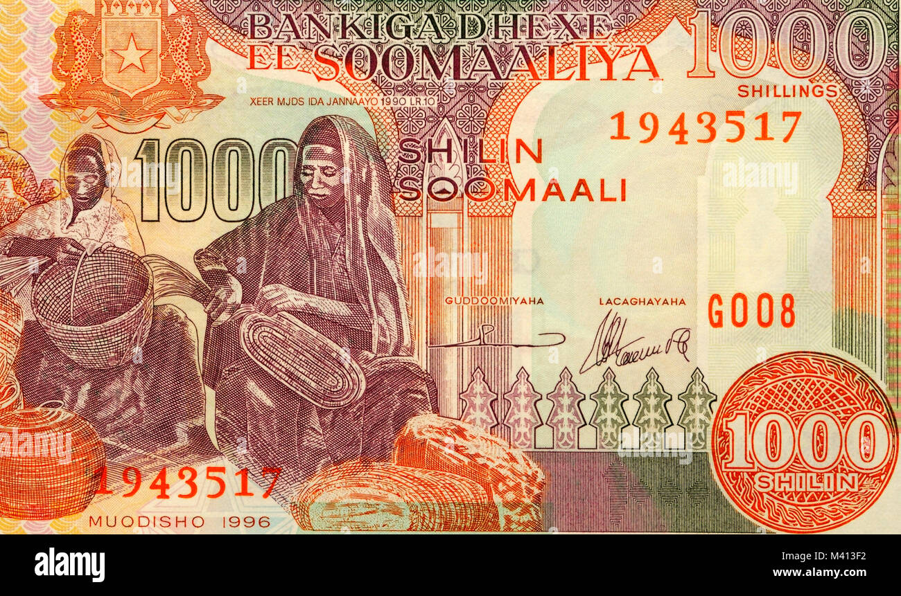 Somalia one thousand 1000 Shilling Bank Note Stock Photo