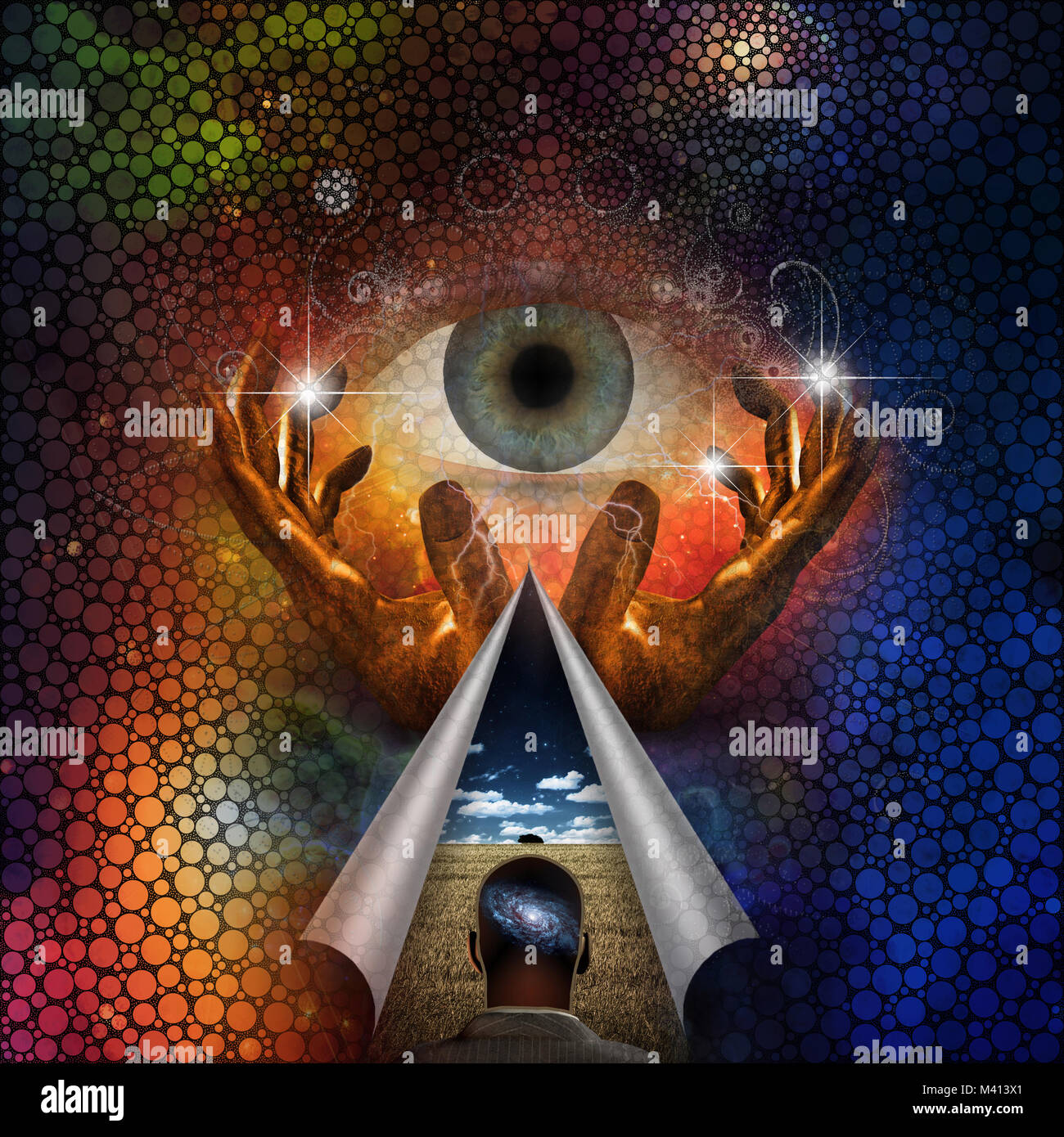 Abstract painting, human thoughts. Faith in God. 3D Rendering Stock ...